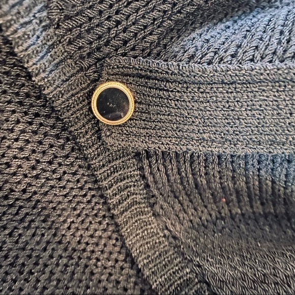 ST. JOHN Vintage 70’s Santana Knit Open Front Puff Shoulders Black Cardigan - Picture 9 of 10